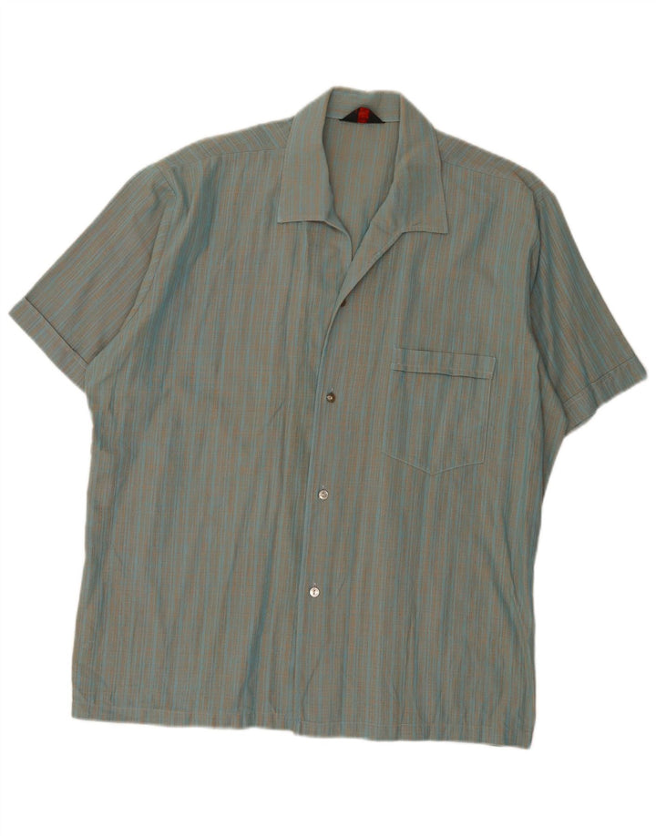 Мужская рубашка с коротким рукавом Van Heusen XL, синяя клетка, хлопок