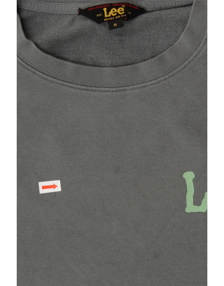 LEE Womens Graphic Regular Fit Sweatshirt Jumper UK 14 Medium Grey Cotton Vintage Lee and Second-Hand Lee from Messina Hembry 