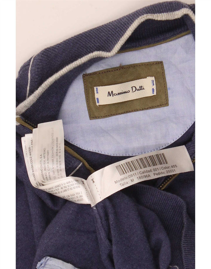 Мужской кардиган Massimo Dutti, средний темно-синий хлопковый свитер