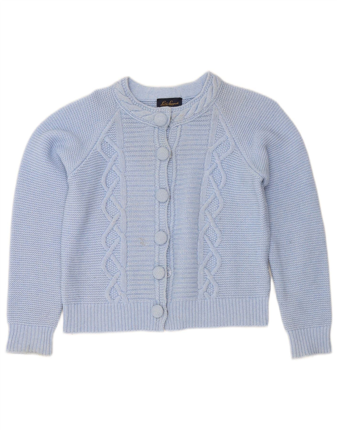 LUISA SPAGNOLI Womens Crop Cardigan Sweater UK 14 Medium Blue Wool