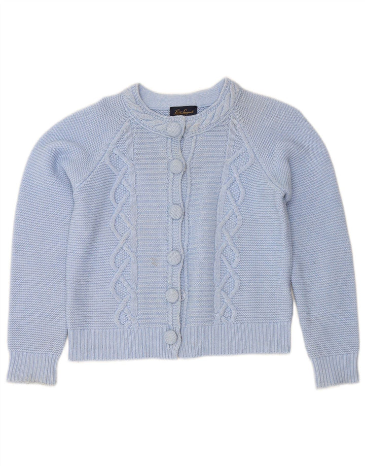 LUISA SPAGNOLI Womens Crop Cardigan Sweater UK 14 Medium Blue Wool