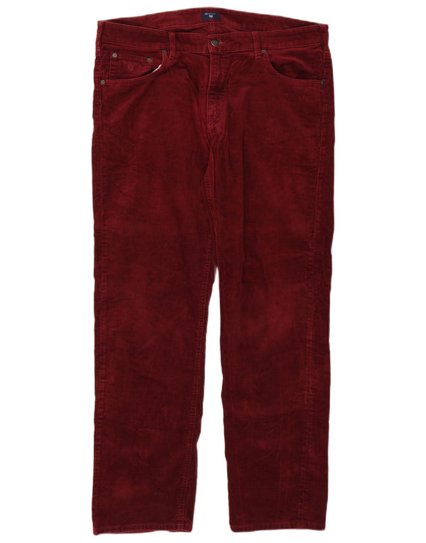Мужские прямые вельветовые брюки GANT W38 L32, бордовый хлопок