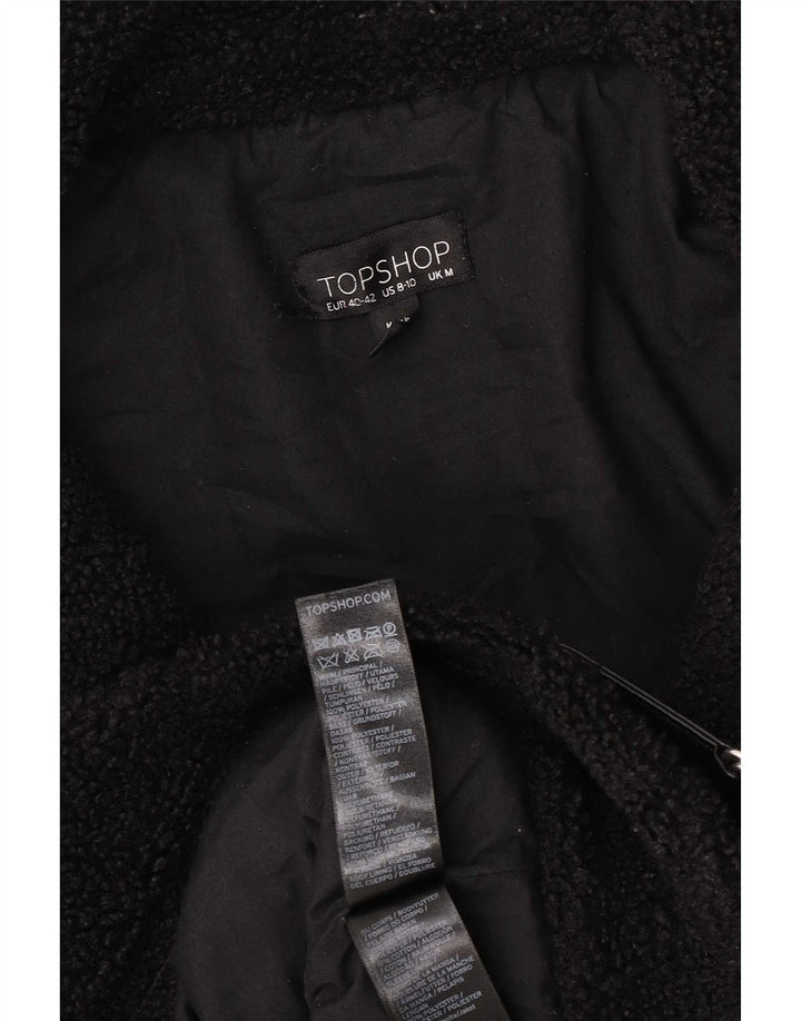 Женская флисовая куртка оверсайз Topshop UK 14, средний черный полиэстер