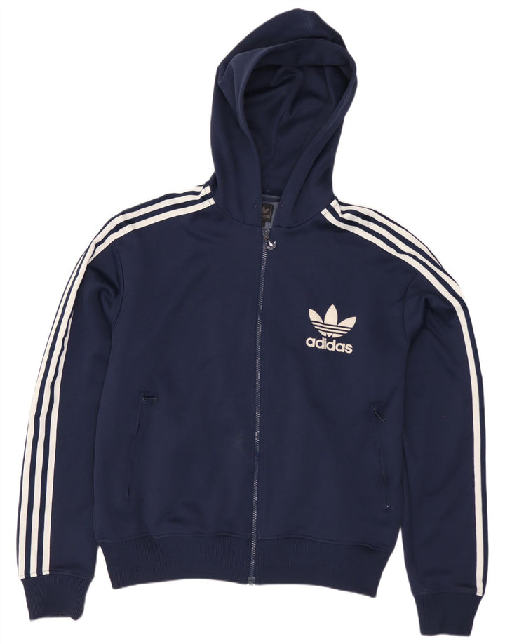 Мужской свитер с капюшоном на молнии Adidas большой темно-синий из полиэстера