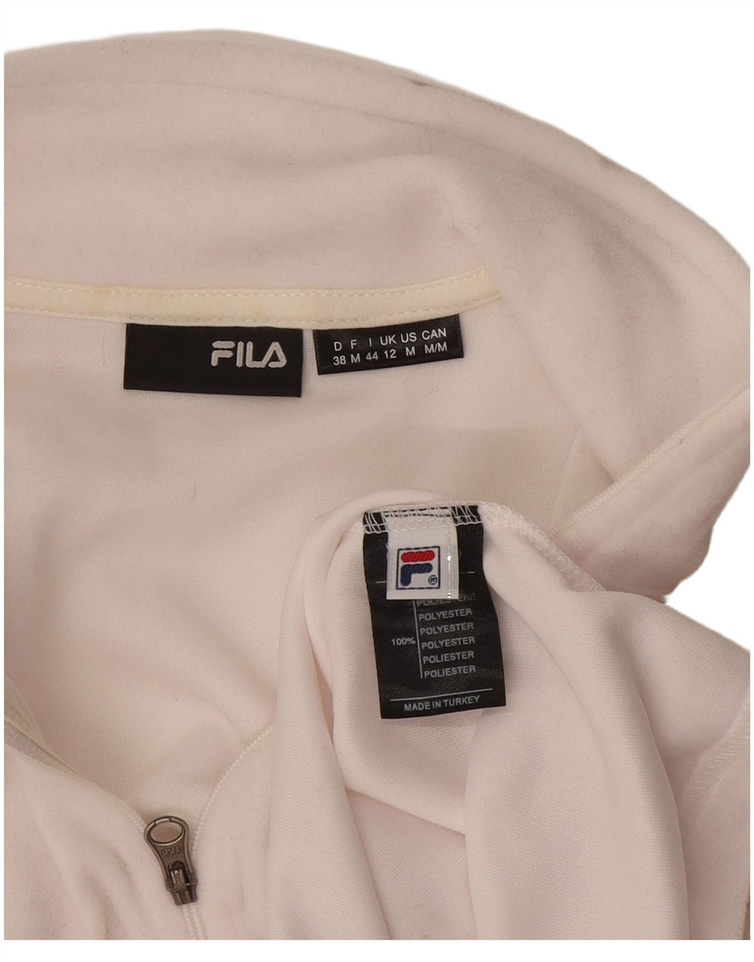 Fila Женская Флисовая Куртка UK 12 Средний Белый Полиэстер