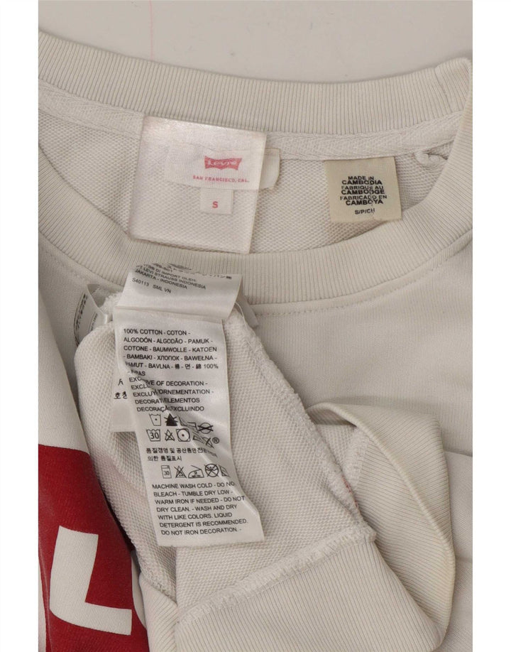 Женский джемпер оверсайз с рисунком Levi's, размер UK 10, маленький, белый хлопок