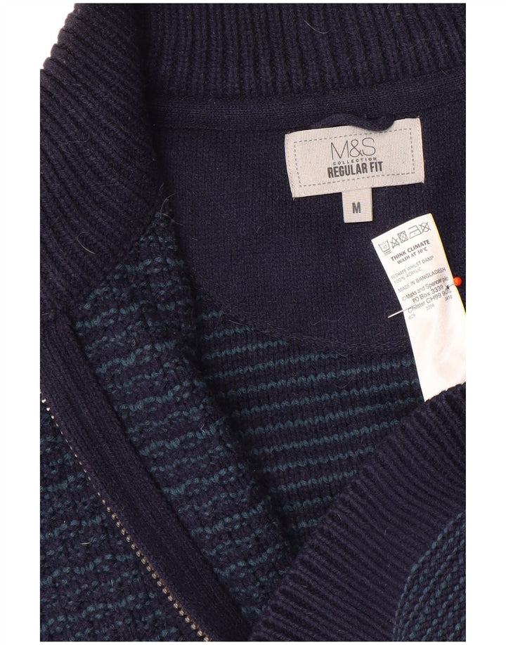 Мужской кардиган стандартного кроя Marks & Spencer среднего размера, темно-синий, акрил