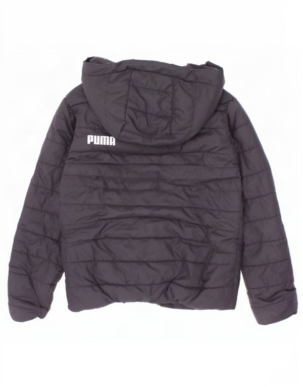 Пуховая куртка Puma для мальчиков с капюшоном 5-6 лет, черный полиэстер