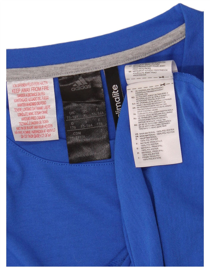 Футболка ADIDAS Climalite для мальчиков, топ 15-16 лет, синий полиэстер