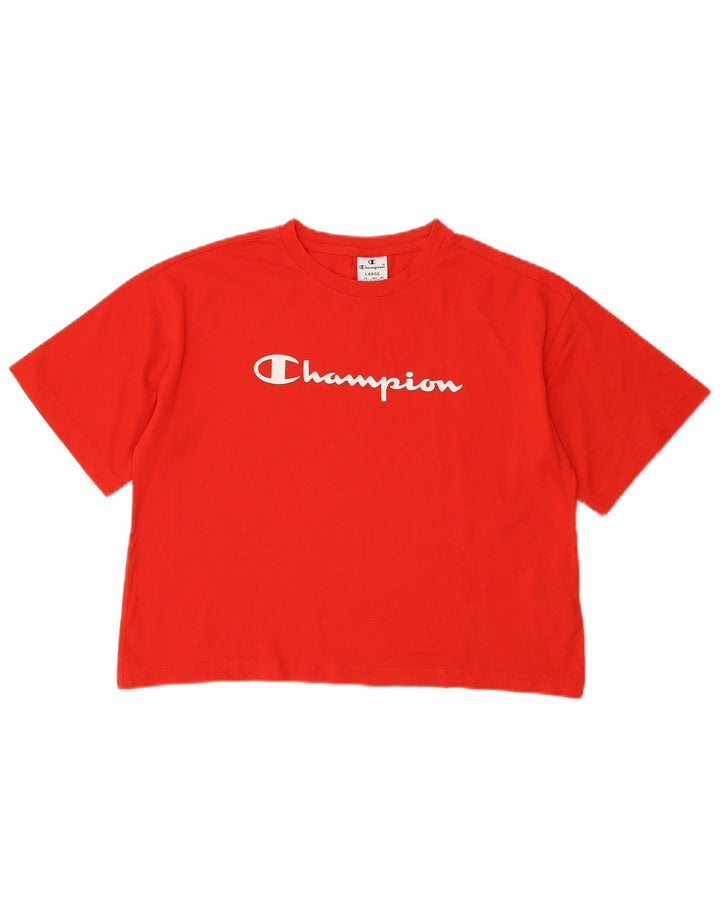 Женская укороченная футболка с графическим рисунком CHAMPION UK 16, большой красный хлопок