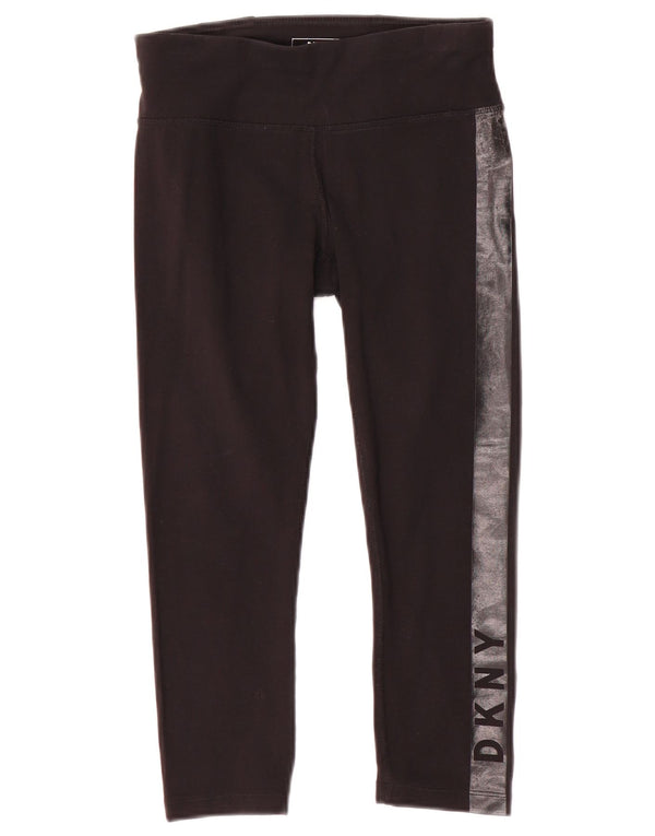 Женские леггинсы-капри Dkny с графическим рисунком UK 4 XS, черные, хлопковые с цветными блоками