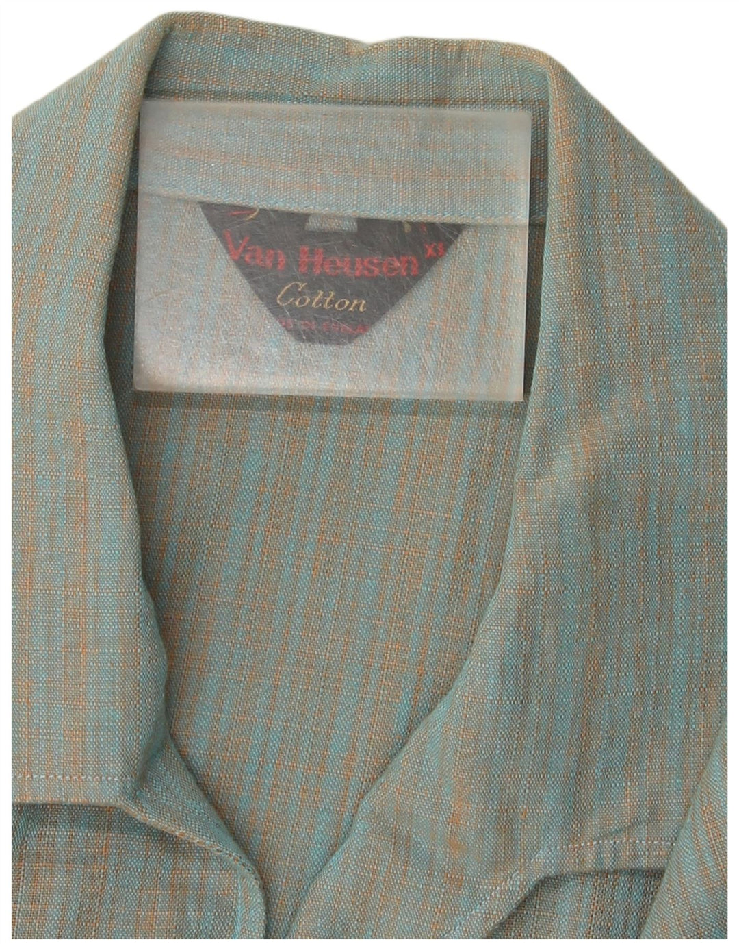 Мужская рубашка с коротким рукавом Van Heusen XL, синяя клетка, хлопок