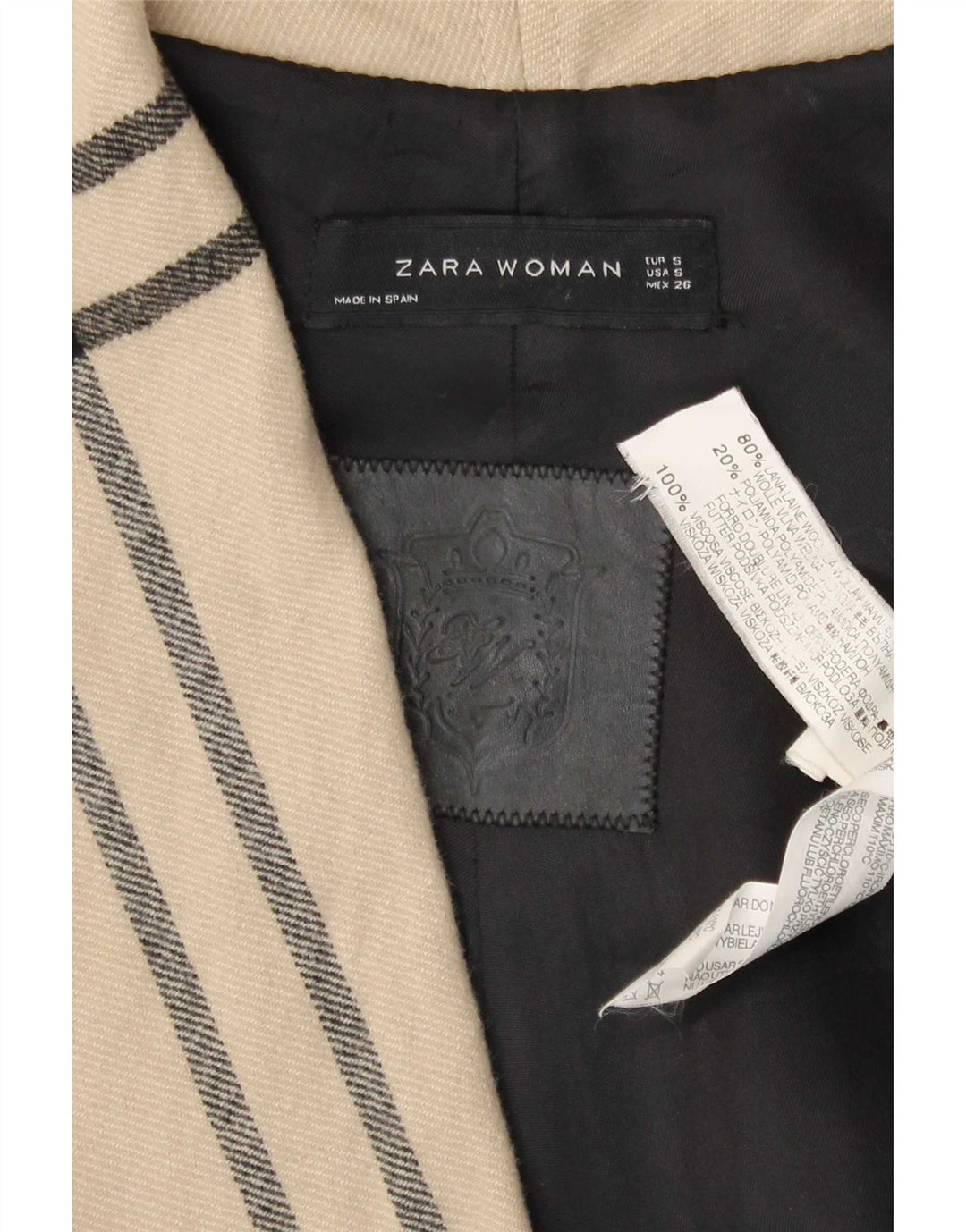 Женское пальто открытого кроя свободного кроя Zara UK 10, маленькое бежевое шерстяное пальто в клетку