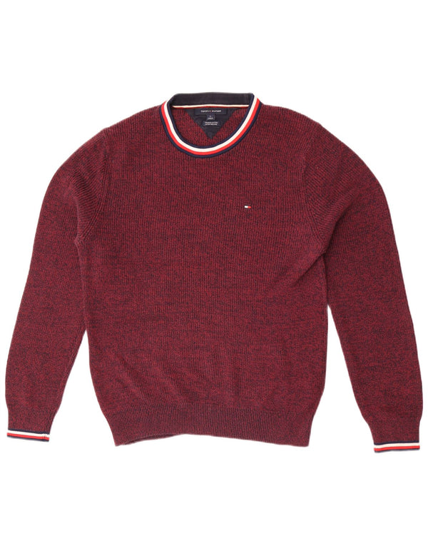 Мужской джемпер с круглым вырезом Tommy Hilfiger, средний бордовый в крапинку