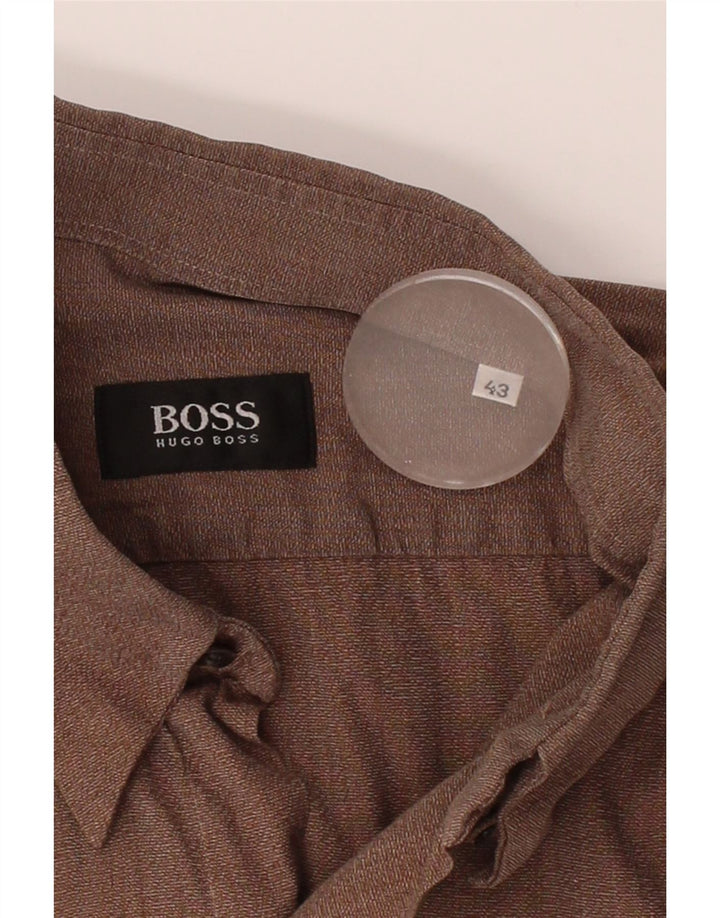 HUGO BOSS Mens Shirt Size 43 Large Brown