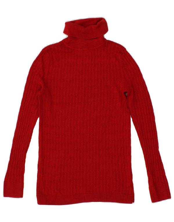 TALBOTS Womens Roll Neck Jumper Sweater UK 12 Medium Red
