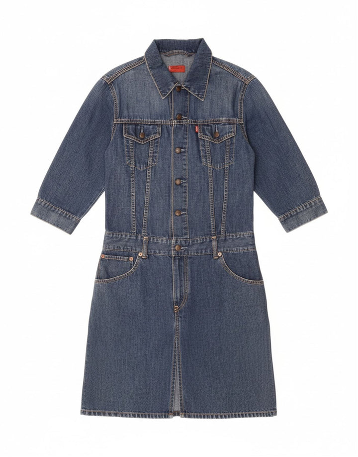 Джинсовое платье-пуловер с рукавами 3/4 для девочек LEVI'S, 11–12 лет, средний синий цвет