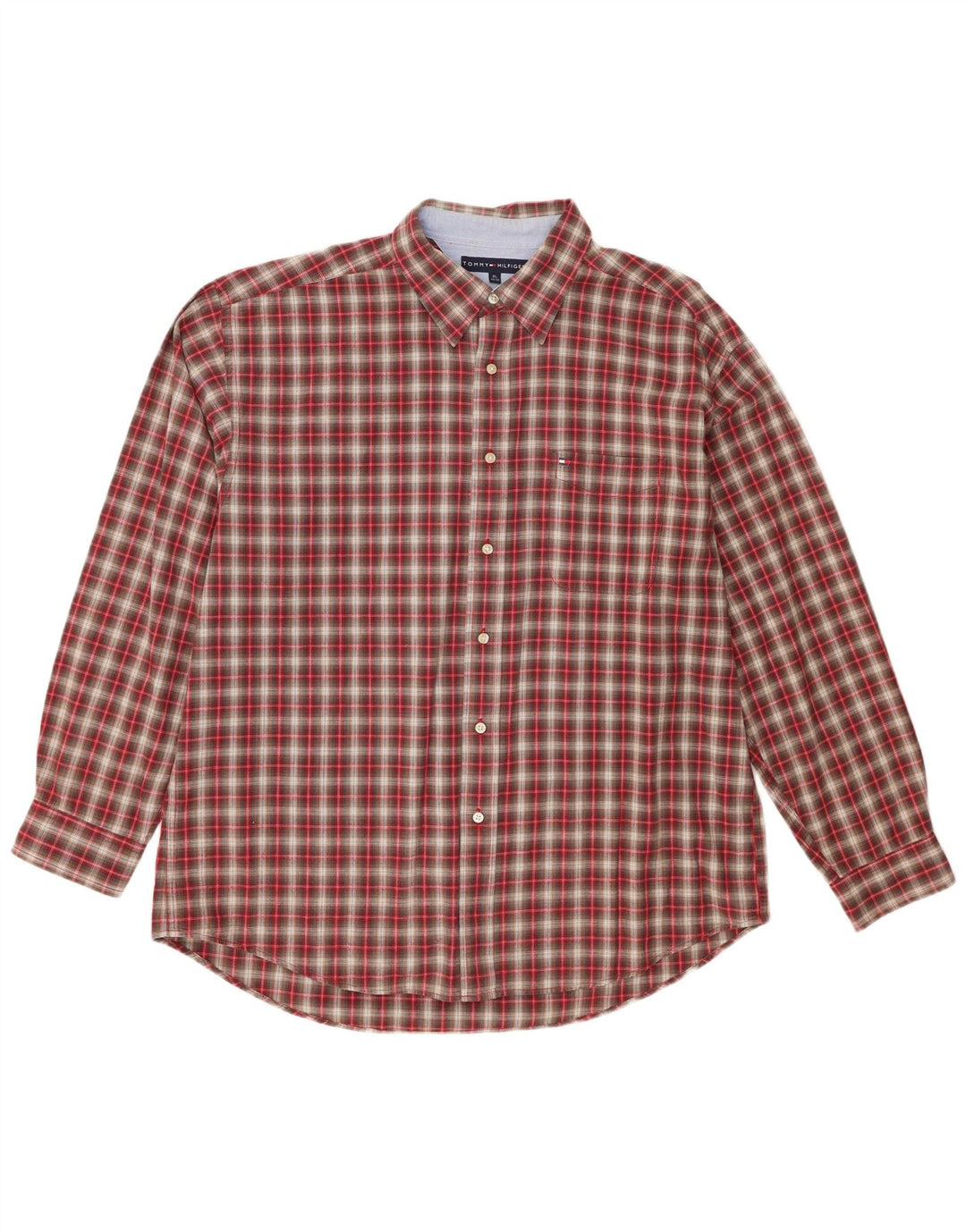 Tommy Hilfiger Мужская рубашка XL в красную клетку из хлопка