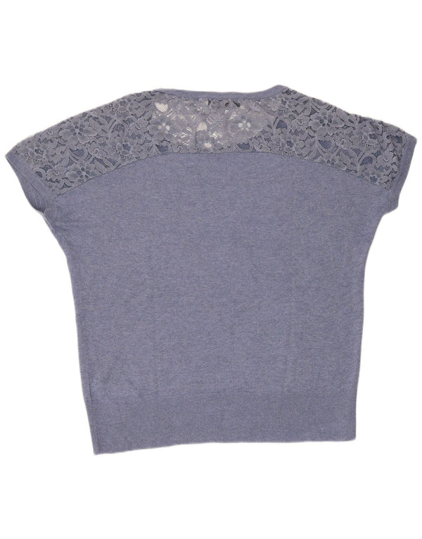 Trussardi Jeans Женская футболка оверсайз Top UK 18 XL Синяя вискоза