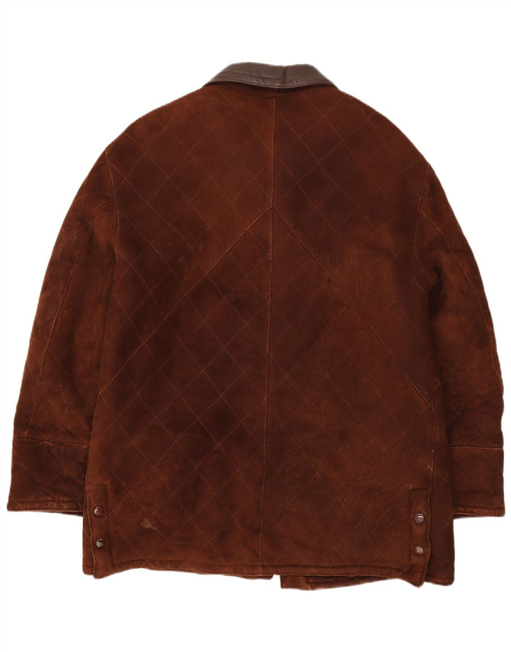 Винтажная мужская короткая дубленка IT 50, большая коричневая короткая дубленка