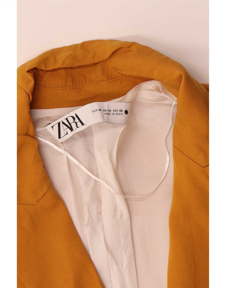 Женский двубортный пиджак Zara UK 14, вискоза среднего желтого цвета