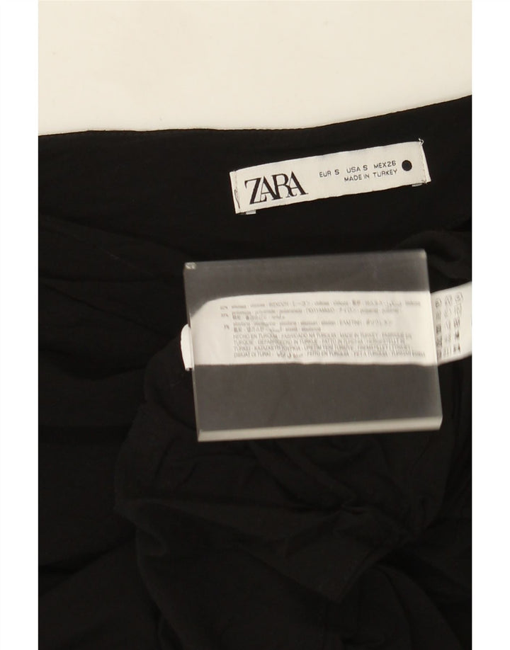 Женский укороченный топ на одно плечо Zara UK 8, маленький черный, вискоза
