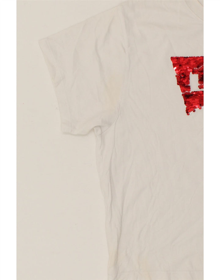 LEVI'S Womens Crop Oversized Graphic T-Shirt Top UK 10 Small White Vintage Levi's and Second-Hand Levi's from Messina Hembry 