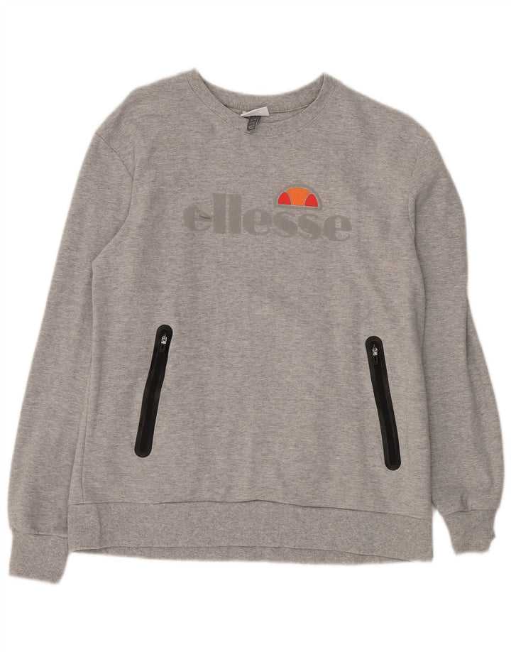 ELLESSE Мужской свитшот с рисунком, хлопковый джемпер среднего серого цвета