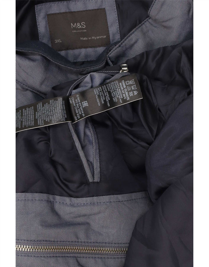 Мужская куртка-бомбер Marks & Spencer UK 46 3XL, синяя, хлопок с цветными блоками