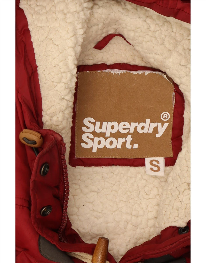 SUPERDRY Женский утепленный жилет с капюшоном UK 10, маленький красный полиэстер