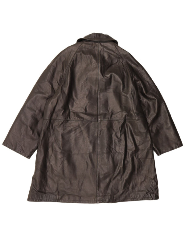 Kiros Женское кожаное пальто оверсайз IT 44 Medium Black Leather