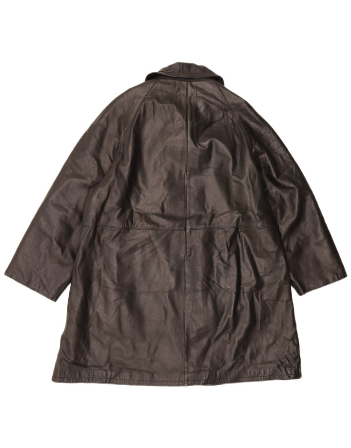 Kiros Женское кожаное пальто оверсайз IT 44 Medium Black Leather