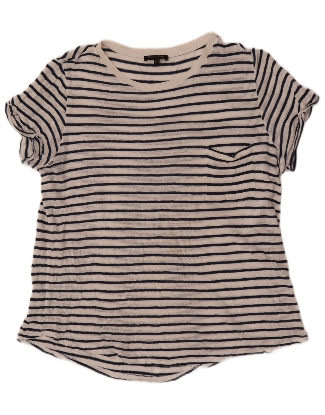 Женская футболка Massimo Dutti Top UK 14 Medium Белая Полосатая