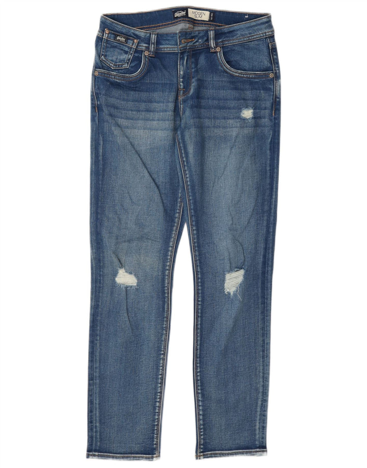 Женские узкие джинсы с потертостями Superdry Imogen W28 L30, синий хлопок