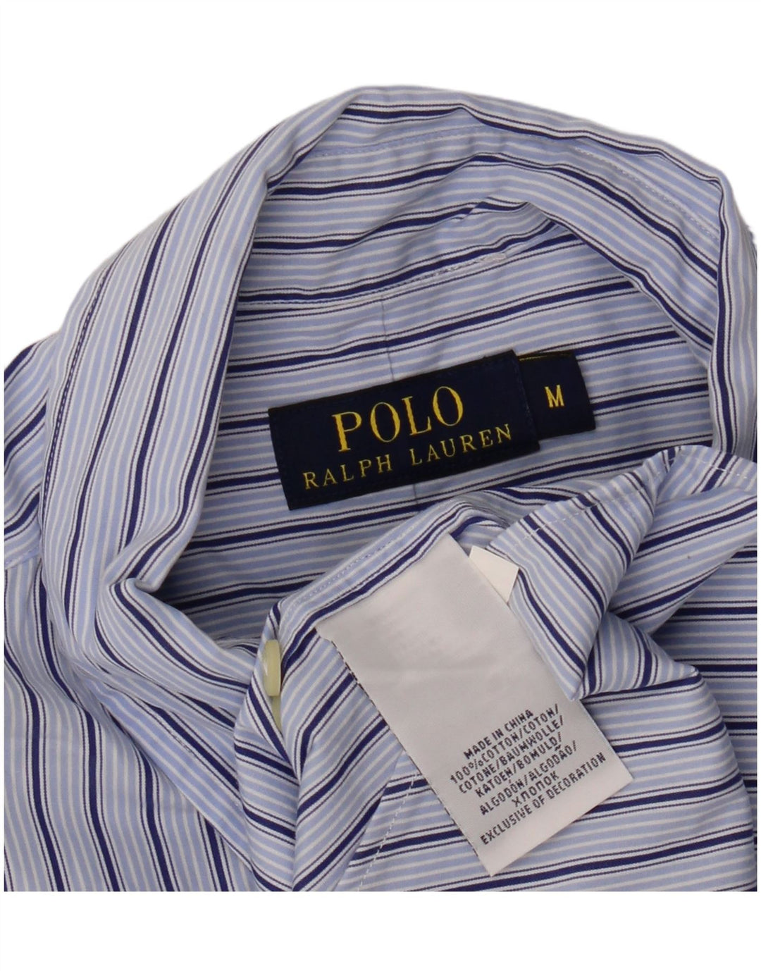 Мужская рубашка Polo Ralph Lauren из хлопка в синюю полоску среднего размера