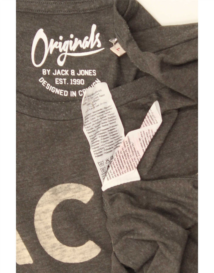 Мужская футболка с рисунком Jack & Jones, большой серый хлопок