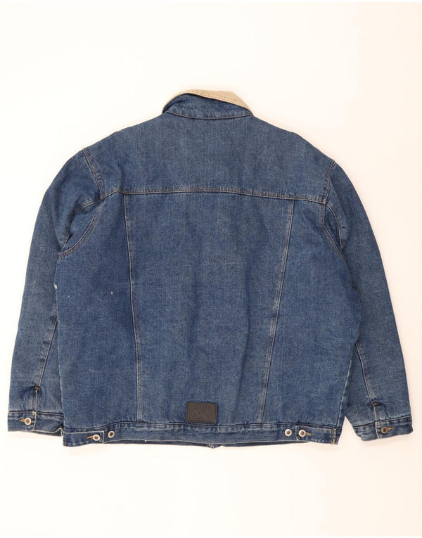 Винтажная мужская джинсовая куртка из шерпа, Великобритания 44, 2XL, синяя, хлопок
