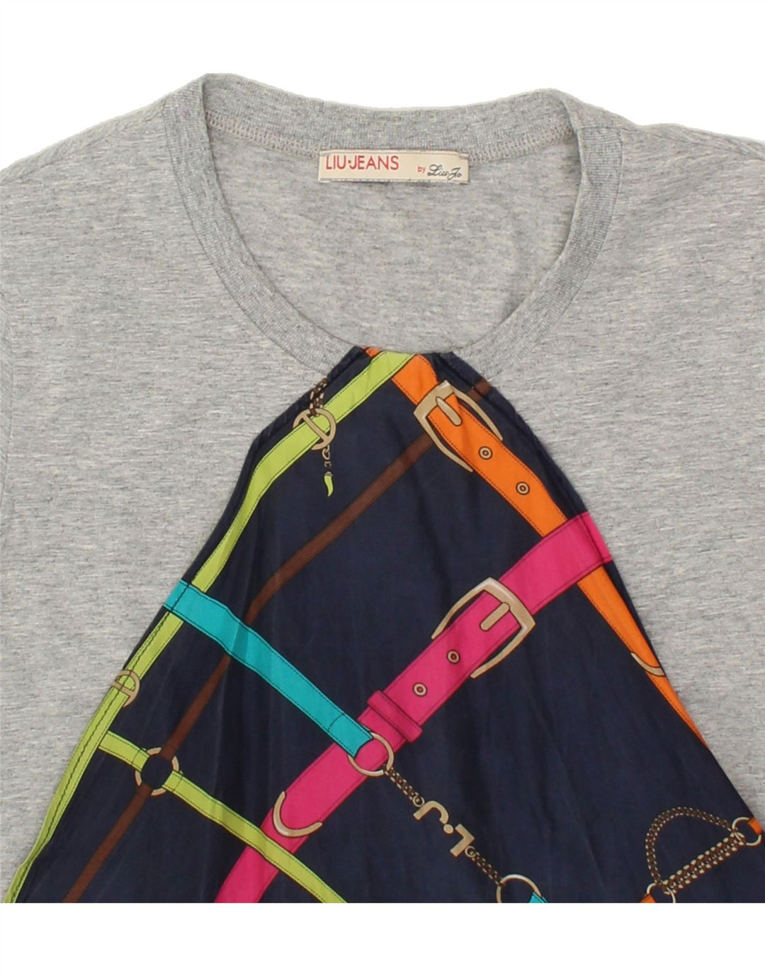 LIU JO Womens Blouse Top UK 10 Small Grey Colourblock Silk Vintage Liu Jo and Second-Hand Liu Jo from Messina Hembry 