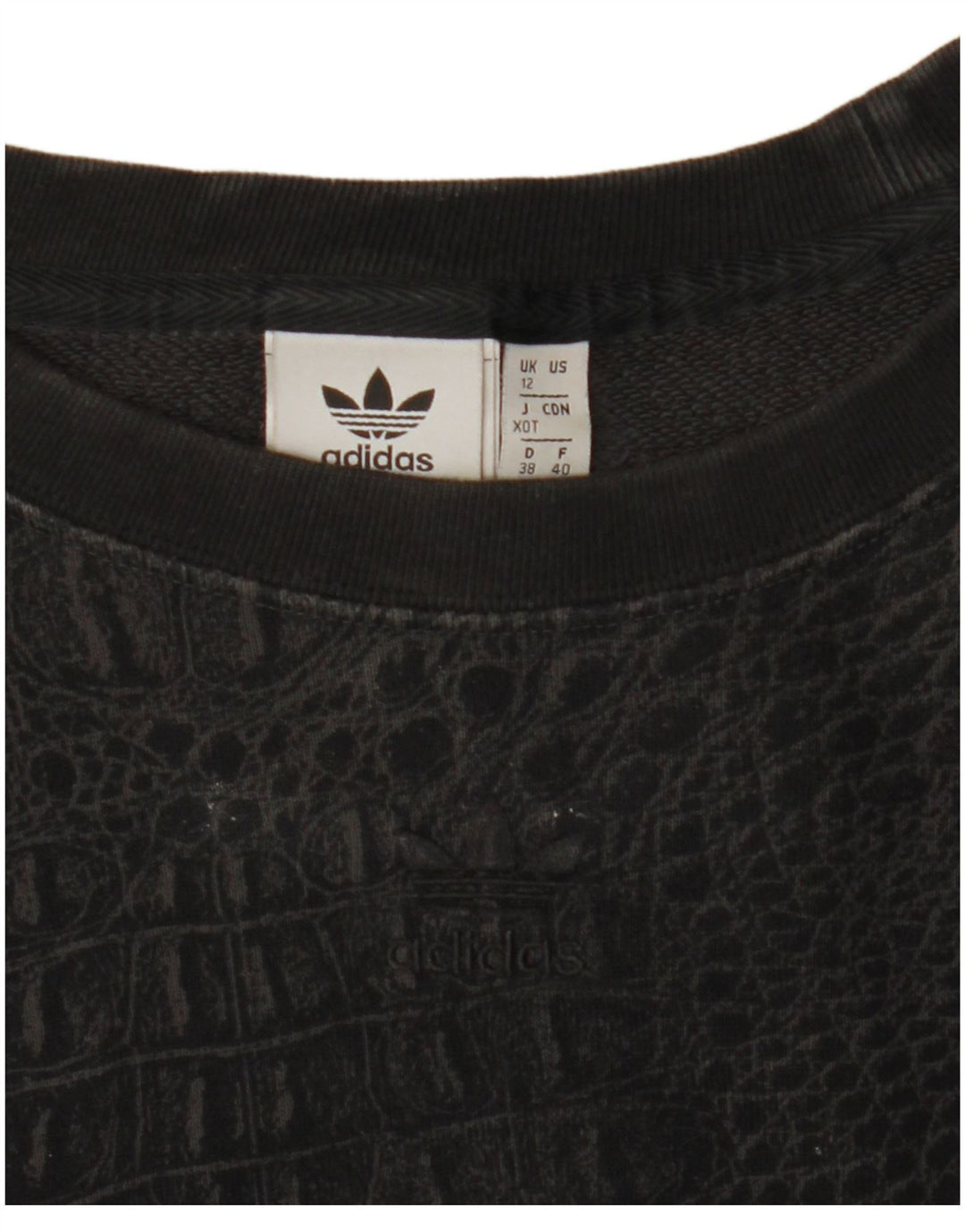 ADIDAS Womens Oversized Sweatshirt Jumper UK 12 Medium  Black Animal Print