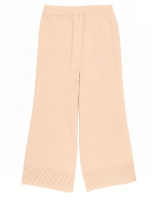 Zara Женские трикотажные широкие брюки-капри, большие W32 L27, бежевые, вискоза