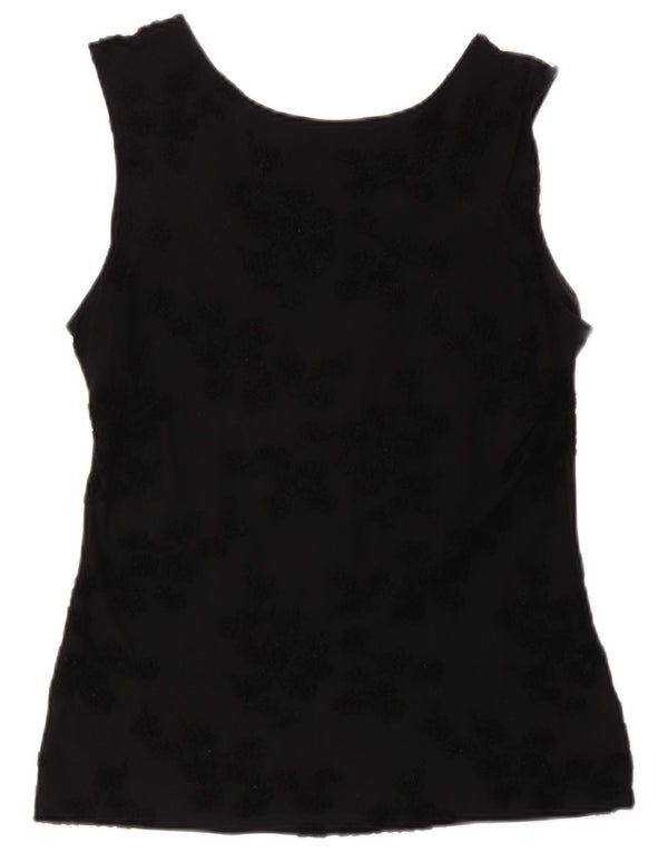 Le Tricot Longhin Womens Vest Top UK 18 XL Black Floral Viscose