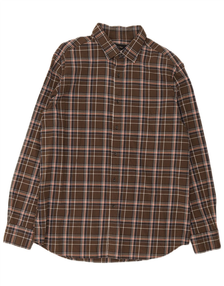Мужская рубашка Massimo Dutti XL, коричневая клетка, хлопок