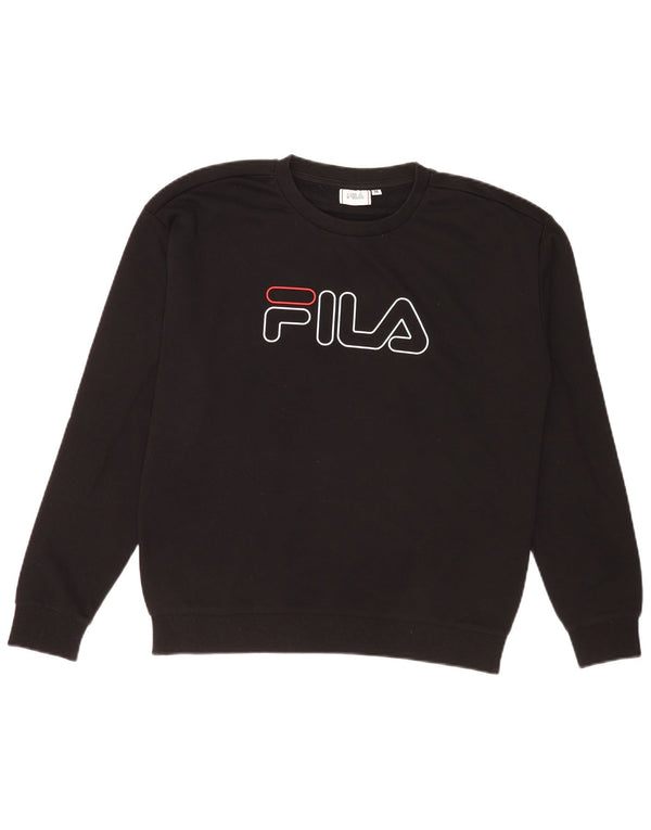 Женский свитер Fila с рисунком, Великобритания, 10/12, средний, черный, хлопок