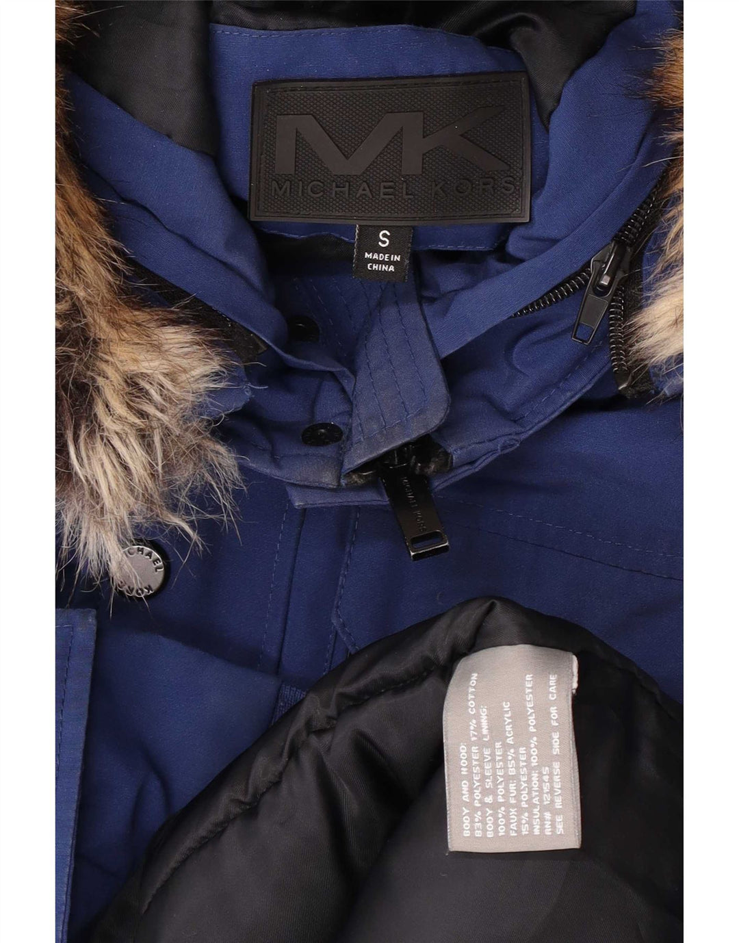 Мужская утепленная куртка-бомбер Michael Kors UK 36, маленький синий полиэстер