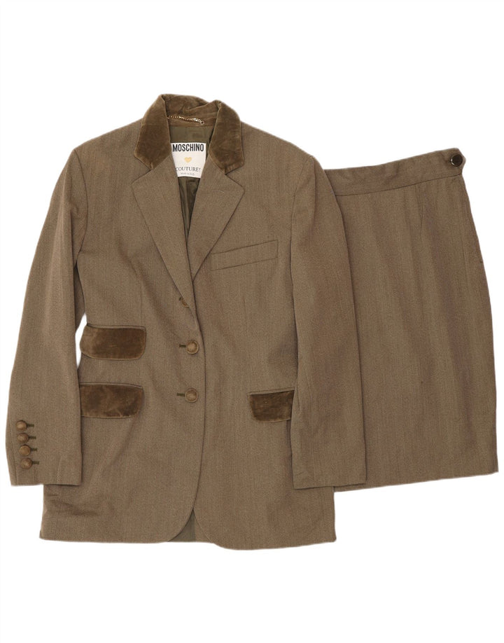 MOSCHINO Женский комплект из 2 предметов юбки с 3 пуговицами UK 12 Medium W28 Коричневый Классический