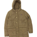 TOMMY HILFIGER Boys Hooded Padded Jacket 13-14 Years Khaki Polyamide Vintage Tommy Hilfiger and Second-Hand Tommy Hilfiger from Messina Hembry 