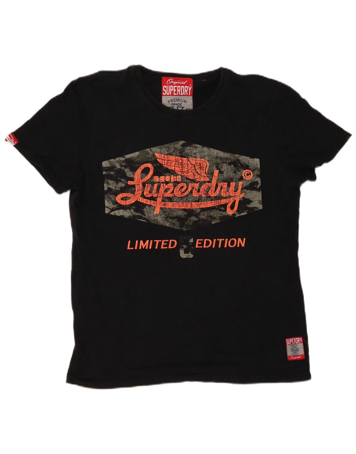 Мужская футболка с рисунком Superdry, большая черная хлопковая футболка