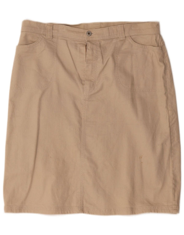 Женская прямая юбка Marks & Spencer UK 18 XL W36 Бежевый хлопок
