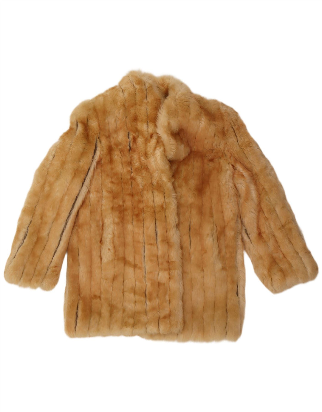 Винтажное женское пальто из искусственного меха UK 14, средний бежевый классический цвет