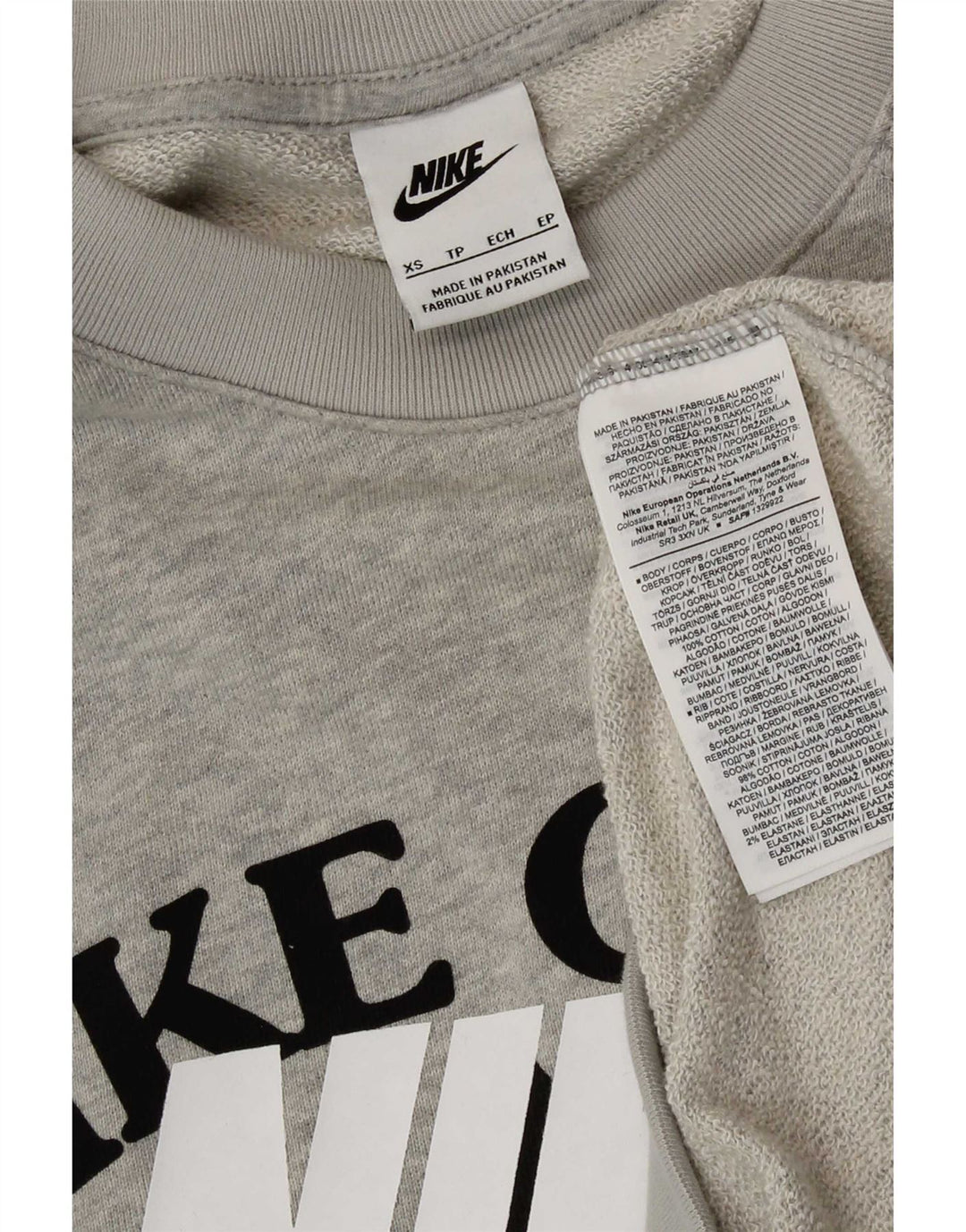 Мужской свитшот с рисунком Nike XS, серый хлопок